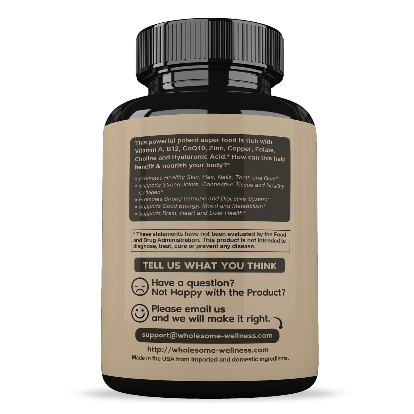 Wholesome Wellness Grass Fed Desiccated Beef Liver Capsules (750mg Each) 180 Count
