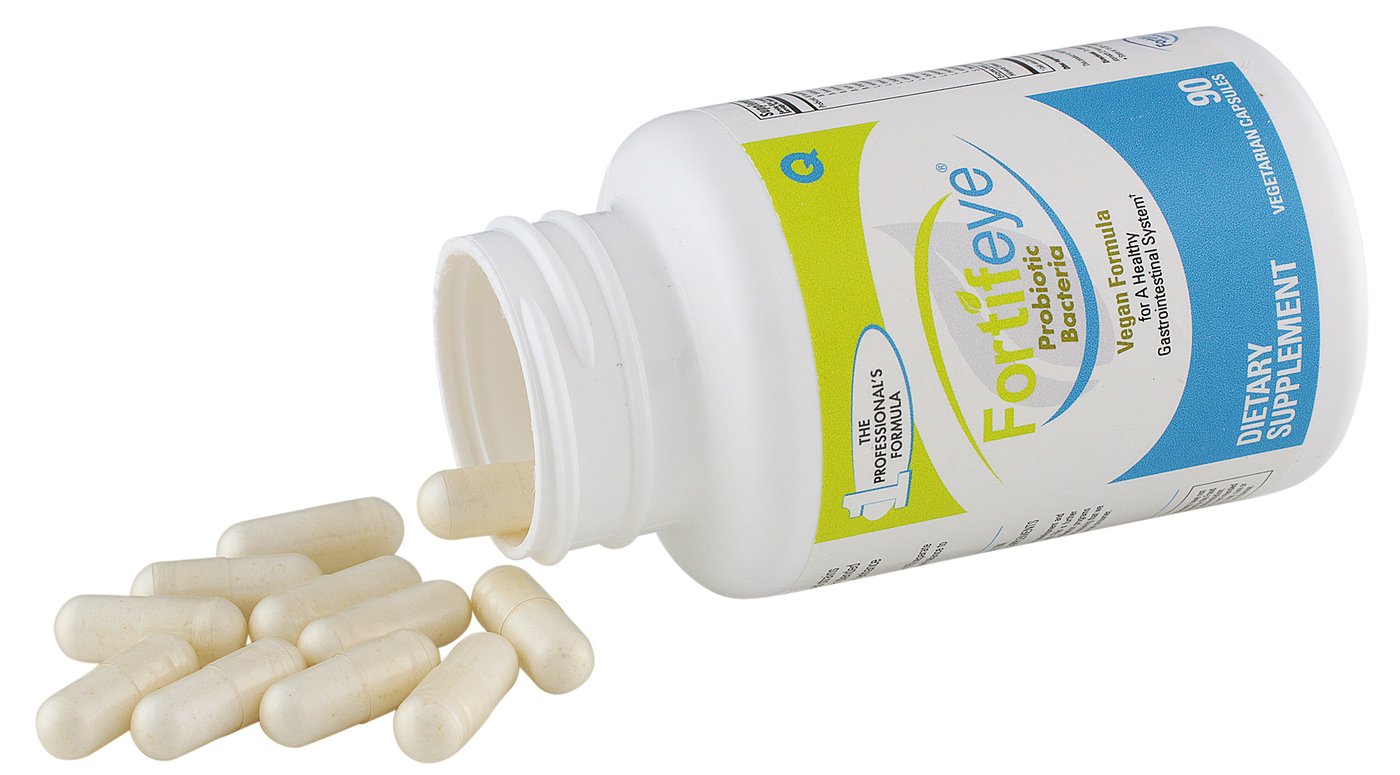Fortifeye Vitamins Probiotic Bacteria Vegan Supplement with Digestive Enzymes 90 Capsules