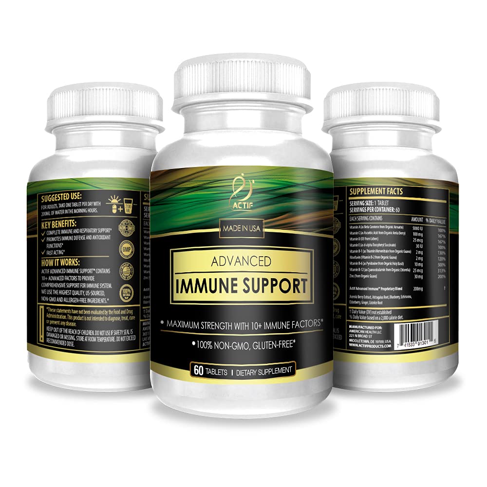 ACTIF Advanced Immune Support with 10+ Factors for Immunity Booster, 60 Capsules