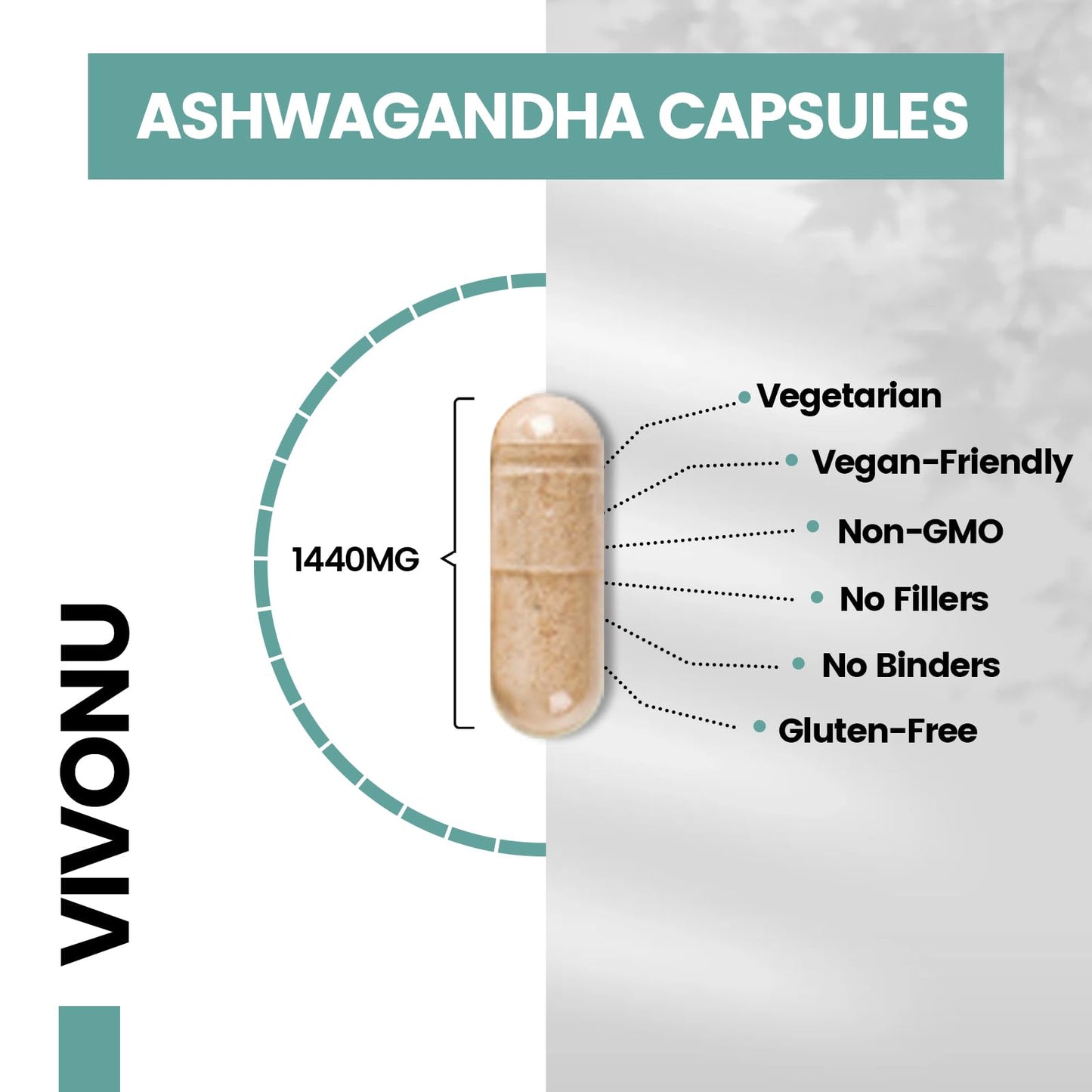 VivoNu Ashwagandha Capsules, 60 Capsules