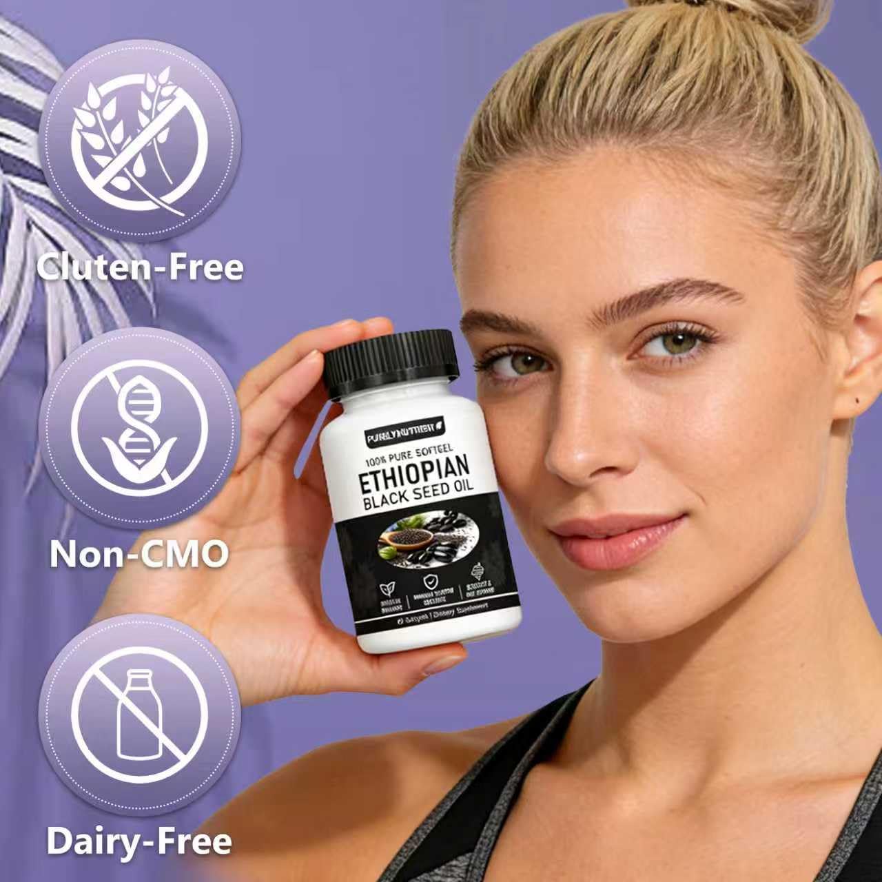 cxuhui Purely Ethiopian Black Seed Oil Softgels, 60 Softgels