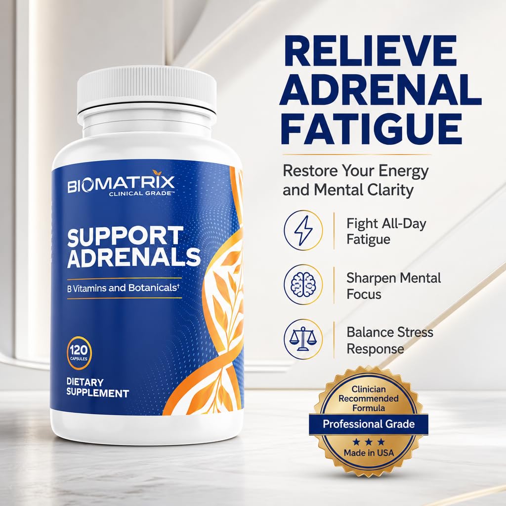 BioMatrix Adrenal Fatigue Supplement Cortisol Manager 5-MTHF B Vitamins Vitamin C Adaptogens Bioflavonoids DHEA Inositol 120 Capsules