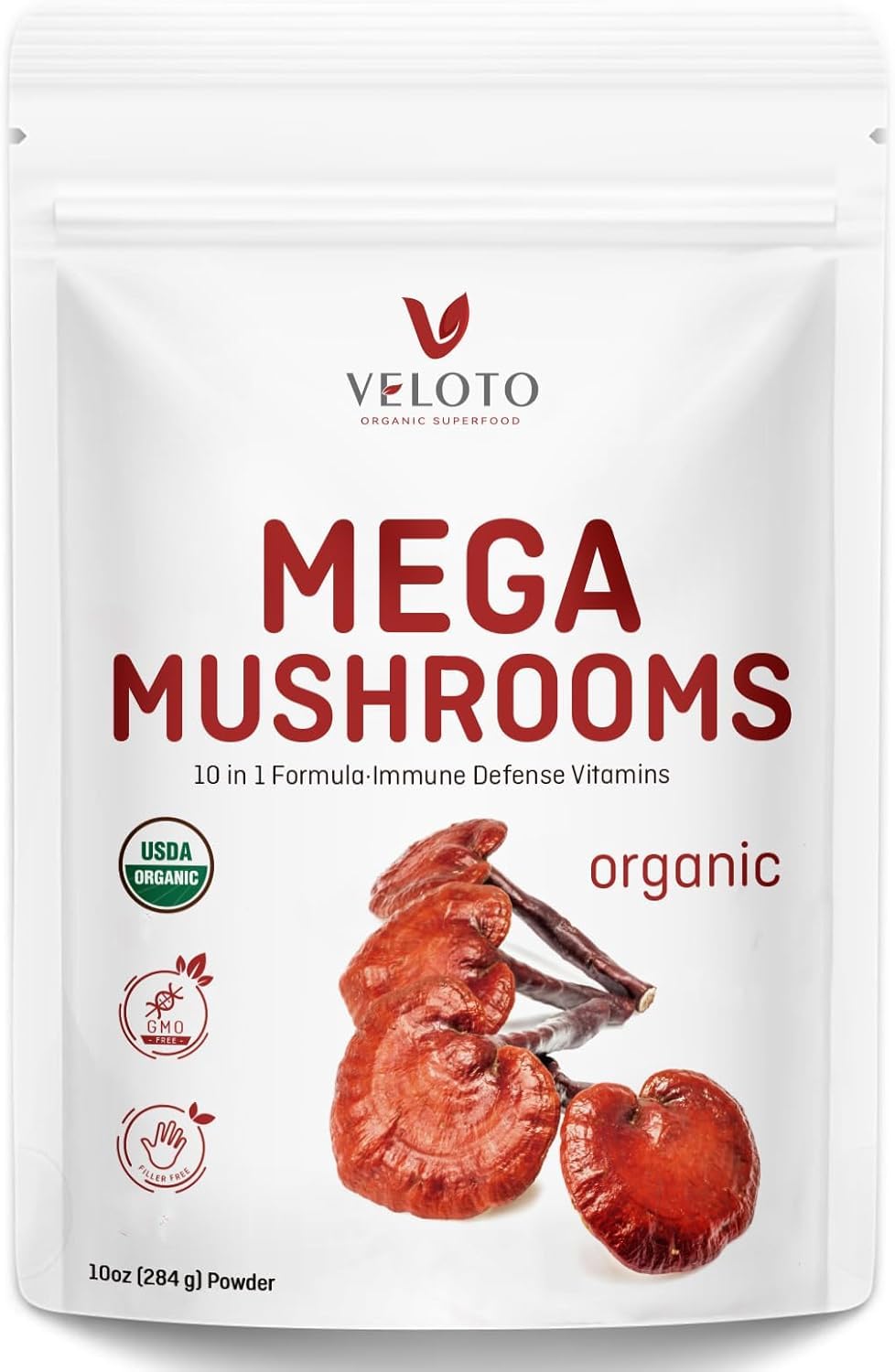 TPbaeke Organic Mega Mushroom Powder Blend 10 in 1 Complex Mushroom Extract Powder Herbal Supplement Softgel 1