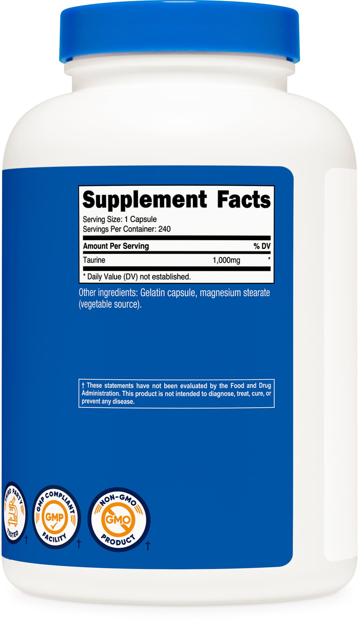 Nutricost Taurine 1000mg Capsules, 240 Count