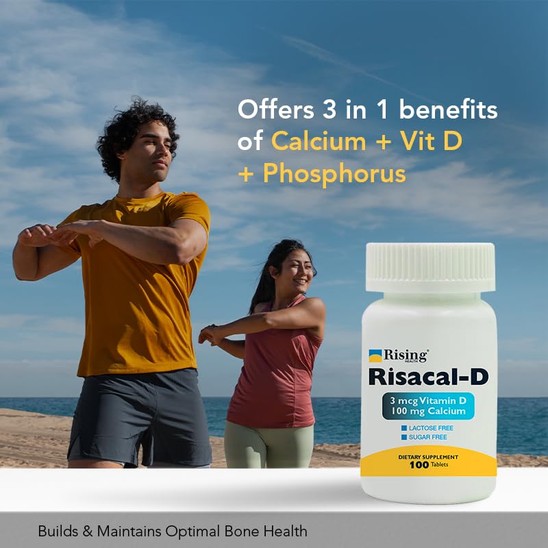Rising Risacal-D Vitamin D3 & Calcium Supplement Tablet, 100 Tablets
