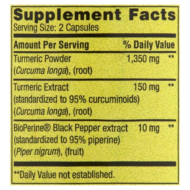 Generic Spring Valley Ultra Strength Turmeric Curcumin Dietary Supplement Capsules 90 Count