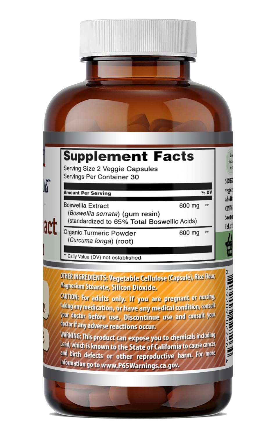 Amazing Nutrition Boswellia Extract & Turmeric Supplement 60 Capsules