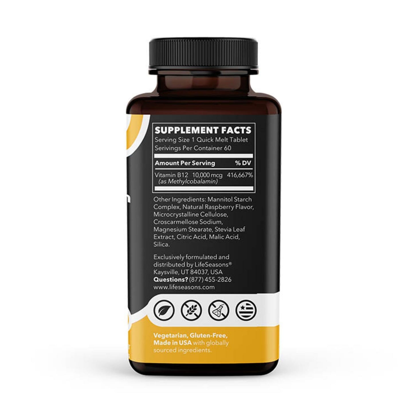 LifeSeasons Vitamin B12 10,000 mcg Quick Melts – Methylcobalamin B12, Tablet, 60 Count