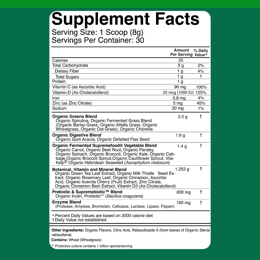Divine Health Fermented Green Supremefood Powder 7.4 oz