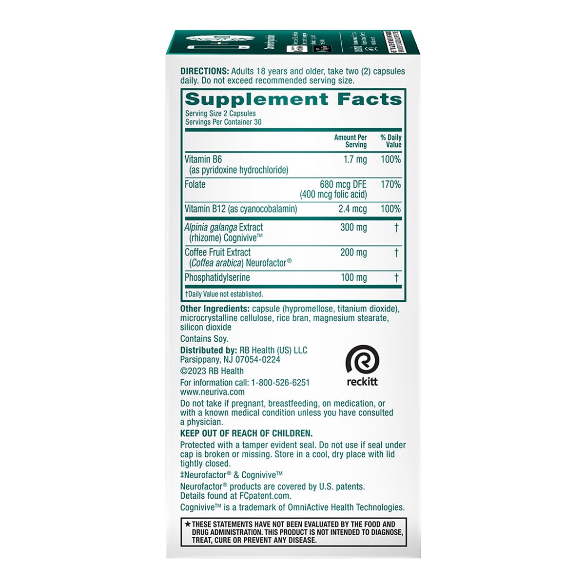 NEURIVA Ultra Brain Supplements for Memory and Focus Capsules, 60 Count