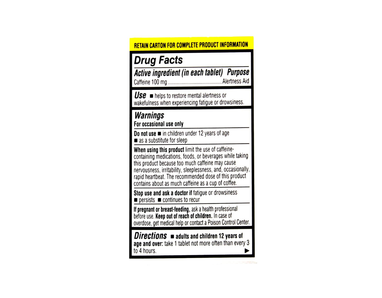 Jet-Alert Caffeine 100 mg Tablets, 480 Count