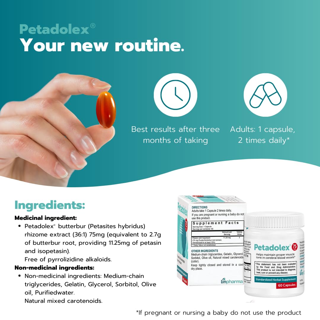 Petadolex Butterbur Root Extract 75 mg PA-Free Capsule, 180 Capsules