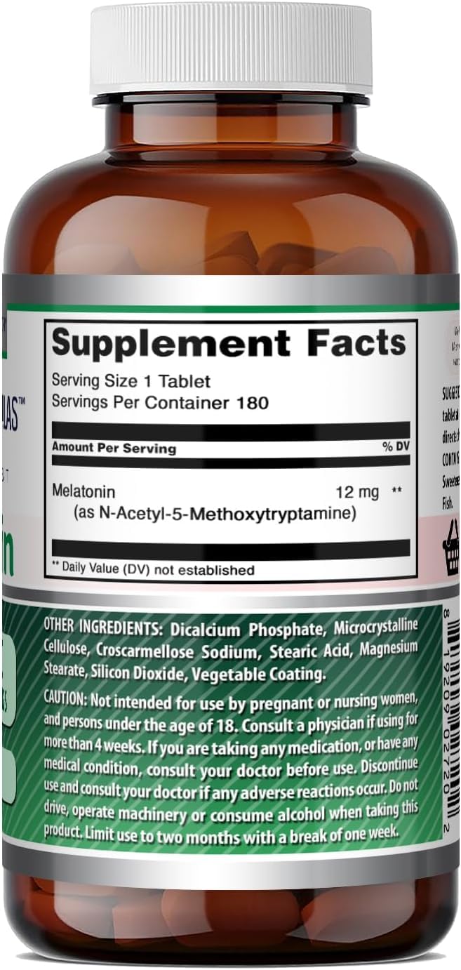 Amazing Nutrition Melatonin 12 mg Per Serving Tablets, 360 Tablets