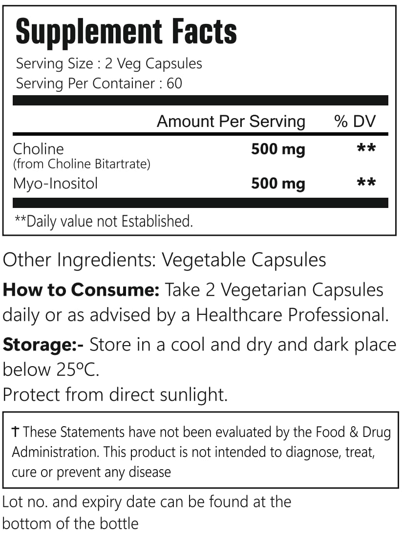 VitaCosmoX Choline and Myo-Inositol Supplement Capsule 120