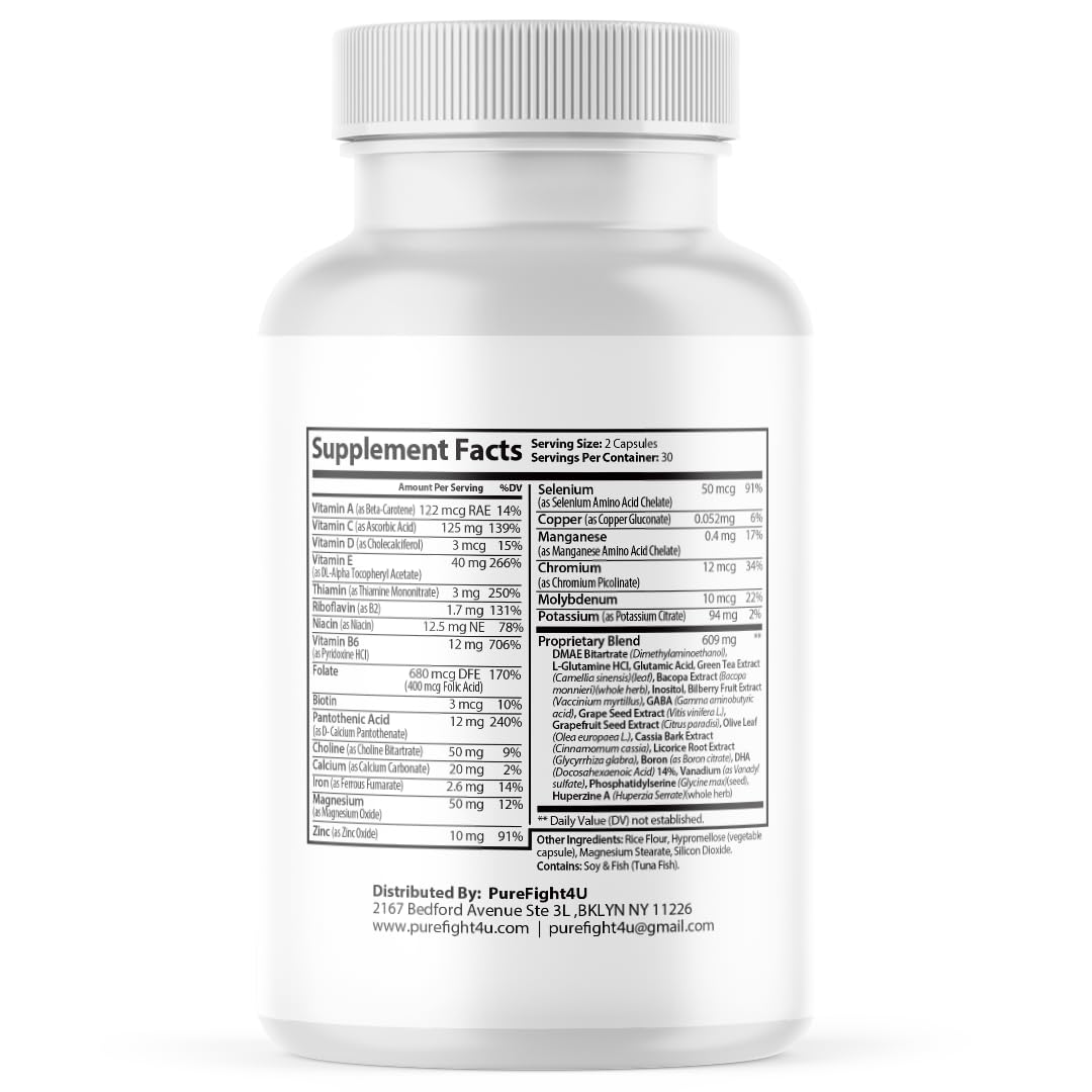 PureFight4U Brain Productivity Supports Focus, Memory & Cognitive Function 60 Capsules