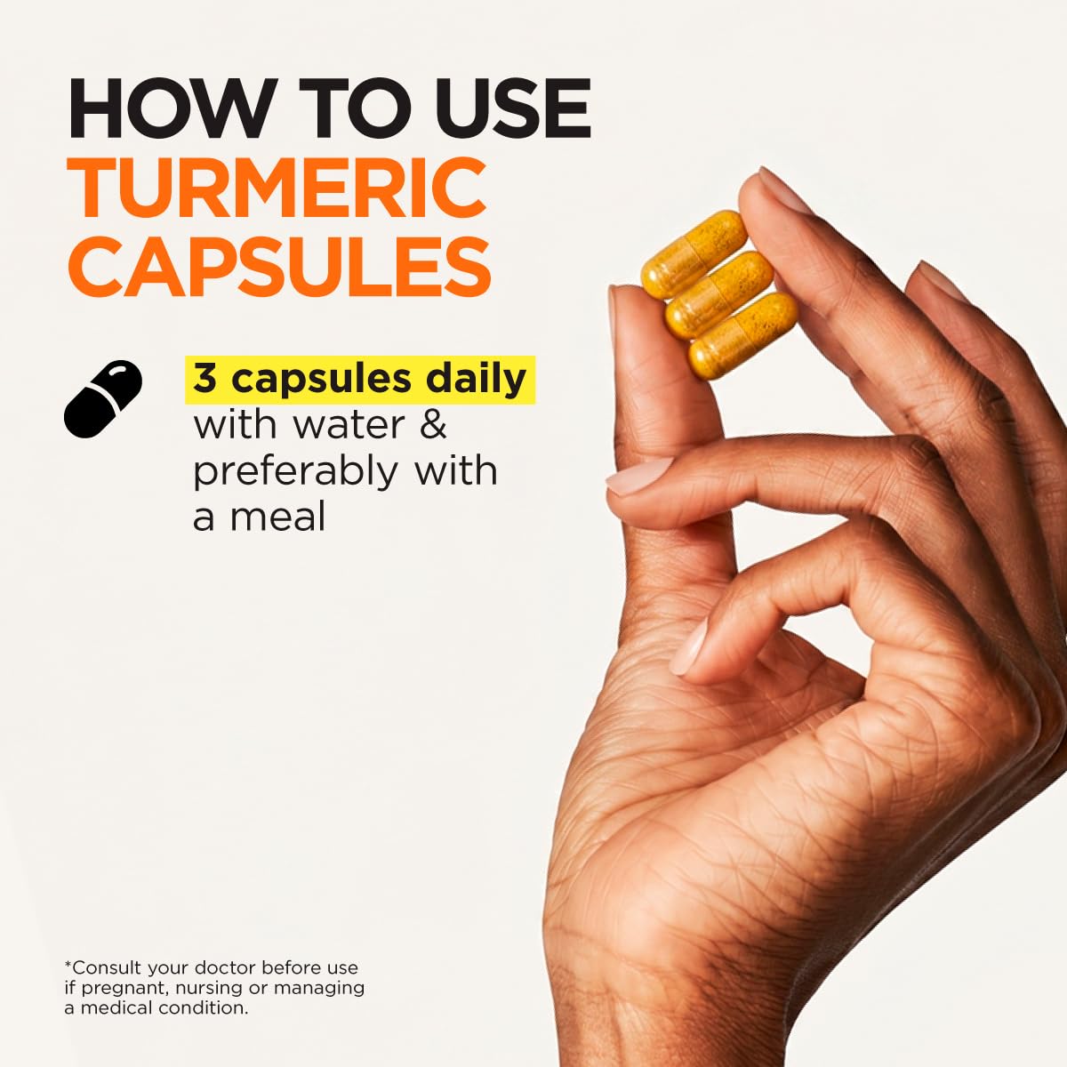 Gya Labs Turmeric Curcumin Capsules with Black Pepper, 100 Count