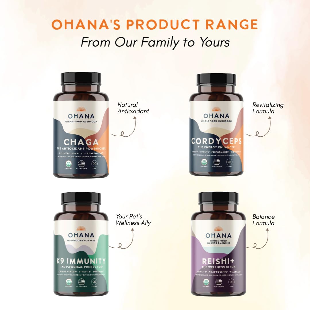 Ohana Mushrooms Chaga Organic Mushrooms Blend Capsule 1 Count
