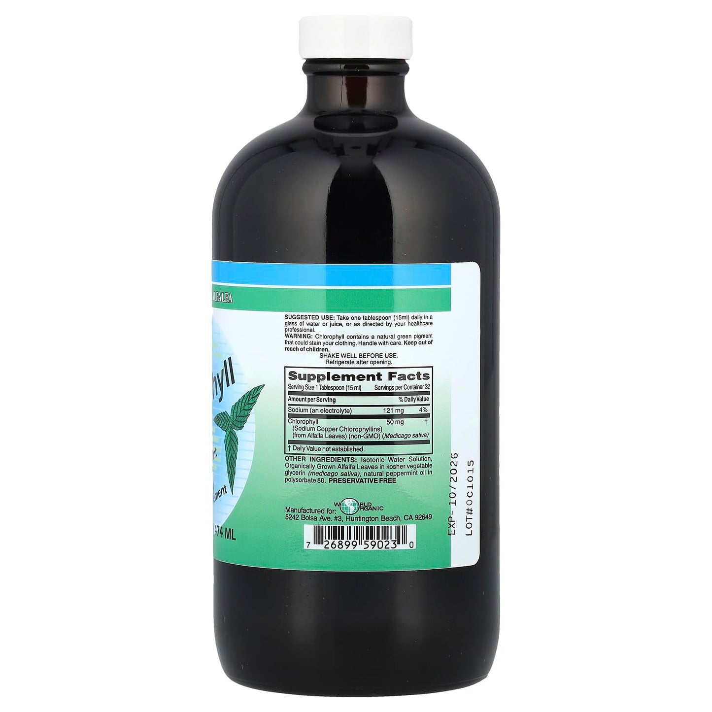 World Organic Chlorophyll Mint 50 mg Capsule, 1 Count