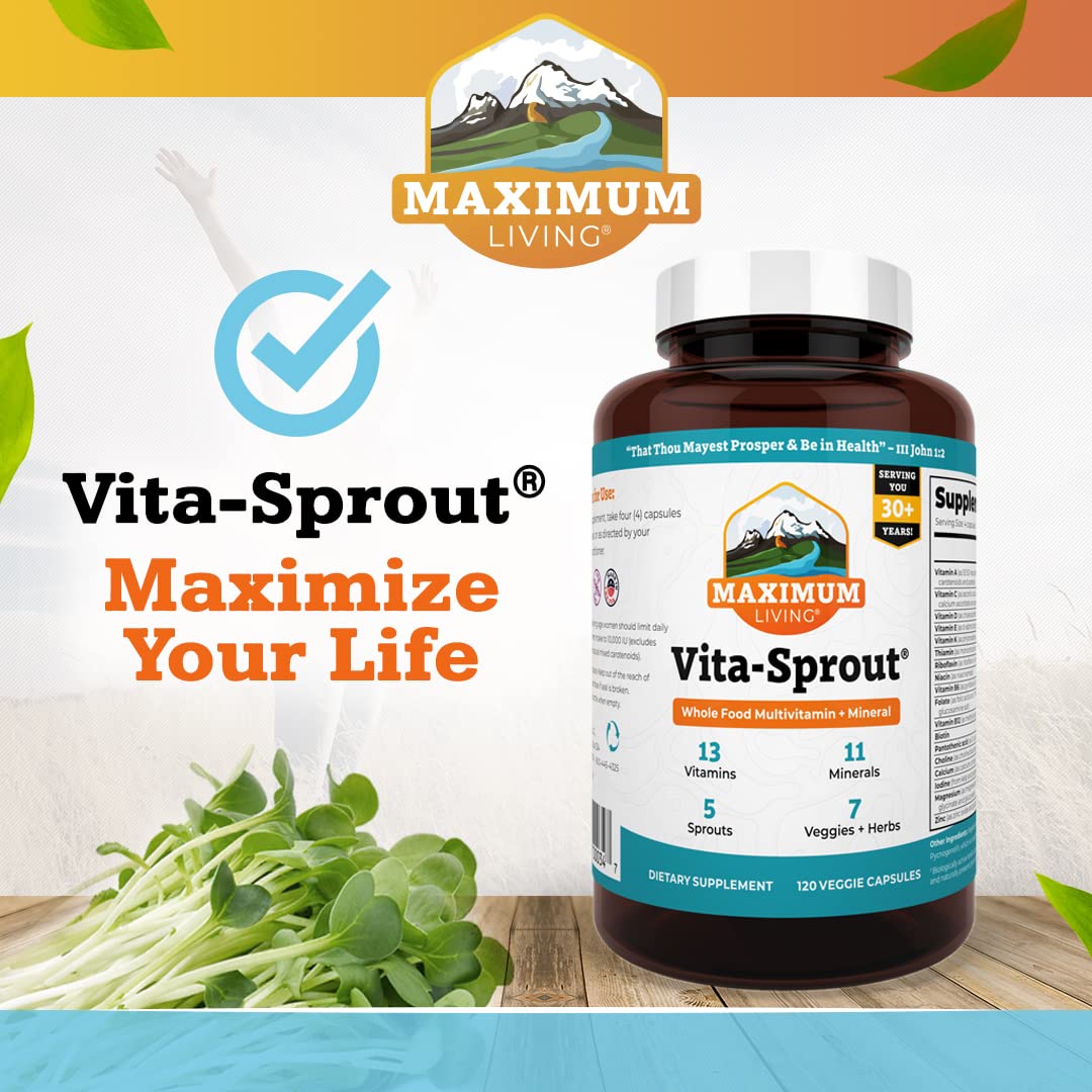 Maximum Living Vita-Sprout Whole-Food Multivitamin & Phytonutrient Blend 120 Capsules