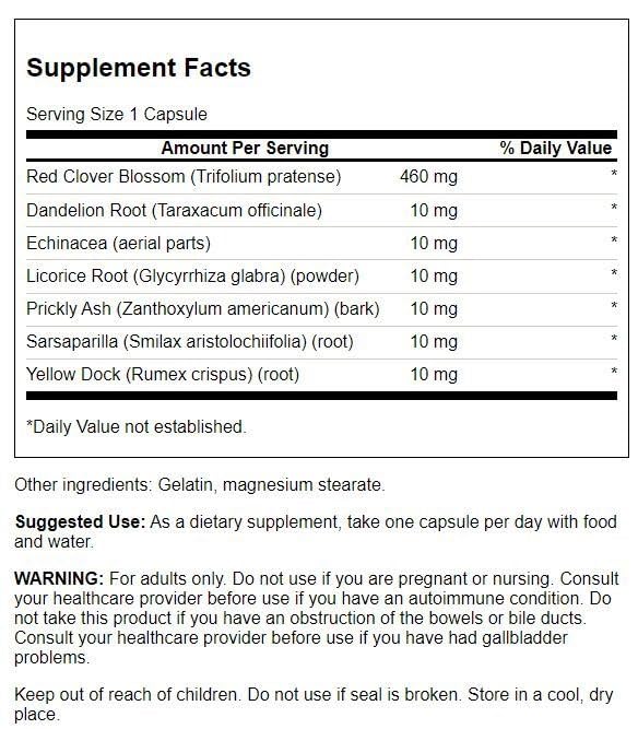 Swanson Red Clover Combination Detox Support 100 Capsules