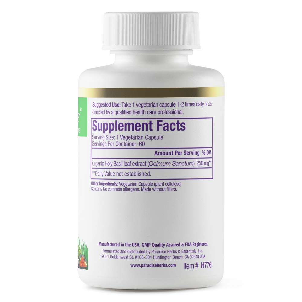 Paradise Herbs Holy Basil Supplement 60 Capsules