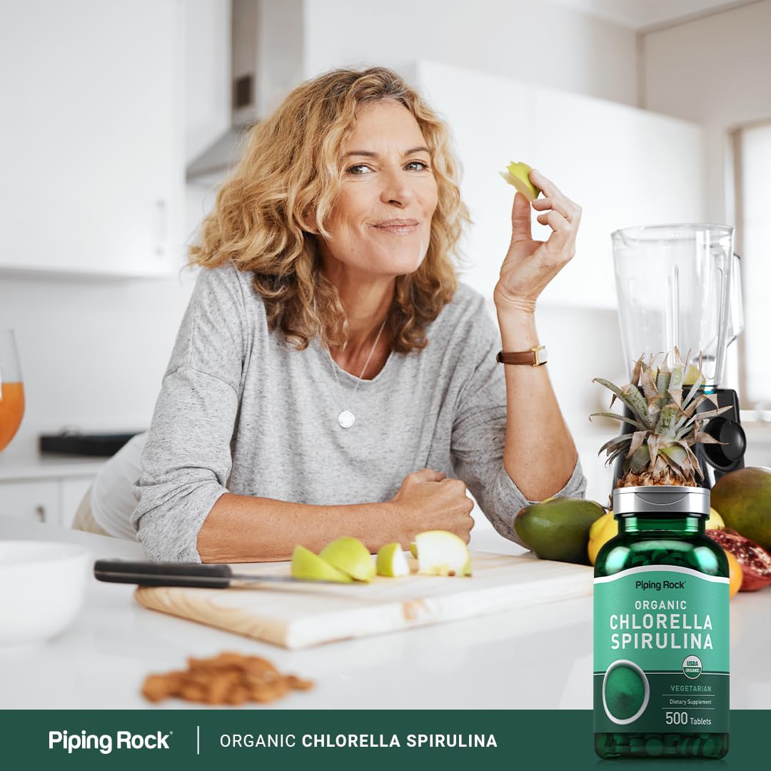 Piping Rock Chlorella Spirulina Organic Tablet, 500 Tablets