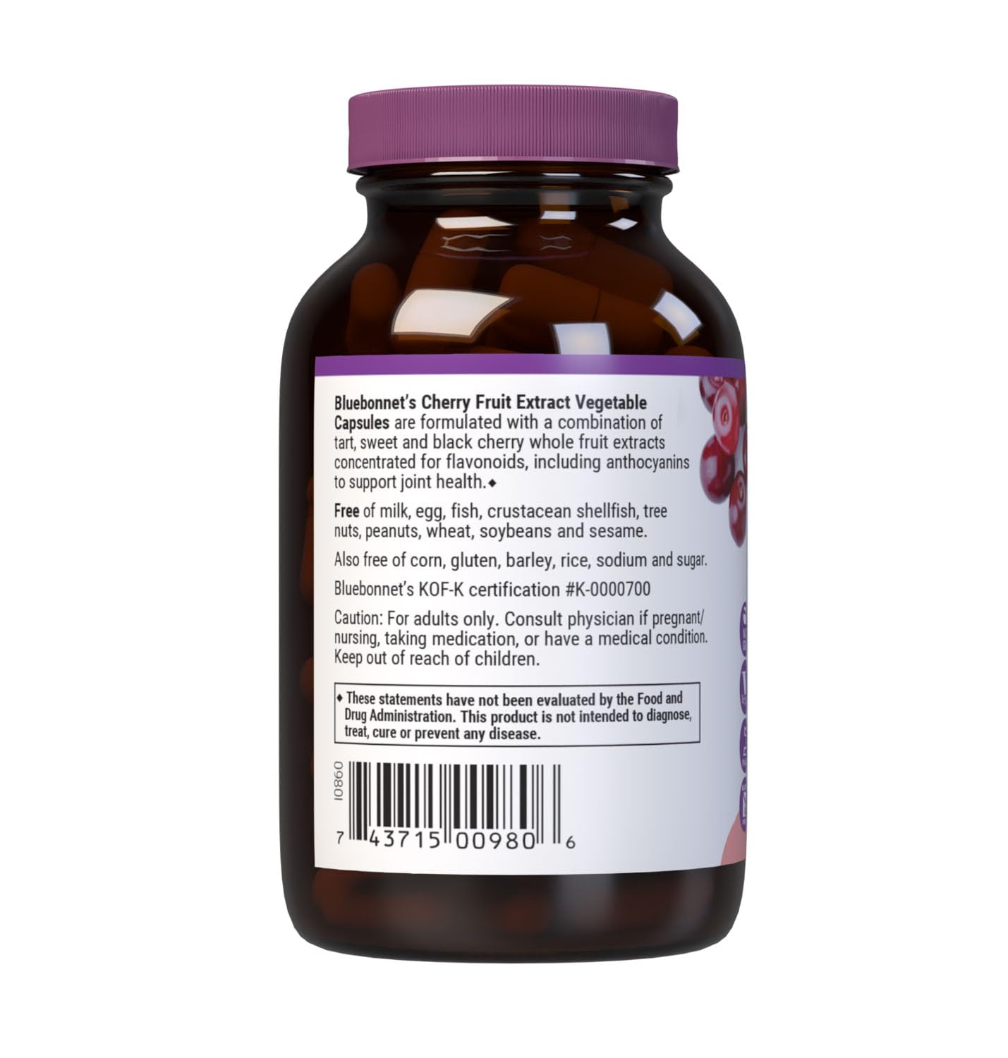 BlueBonnet Super Fruit Cherry Fruit Extract Supplement Capsules, 60 Capsules