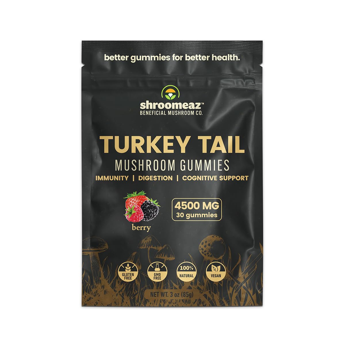 Xero Picks Shroomeaz Beneficial Mushroom Gummies Made with Real Fruit (Turkey Tail) 30 Gummies