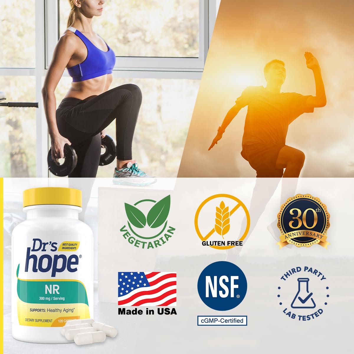 Dr’s Hope Nicotinamide Riboside NR Supplement 300mg Capsule, 120 Vegan Capsules