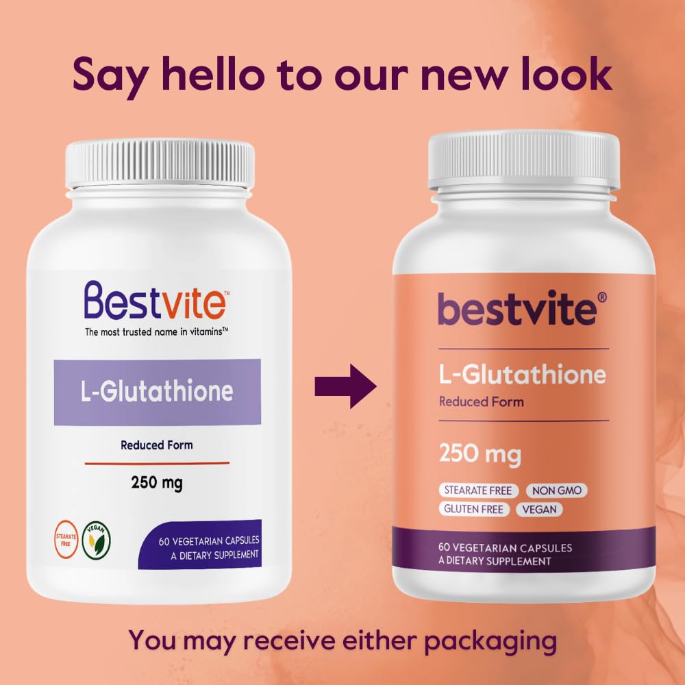 BESTVITE L-Glutathione 250mg Capsules, 60 Count