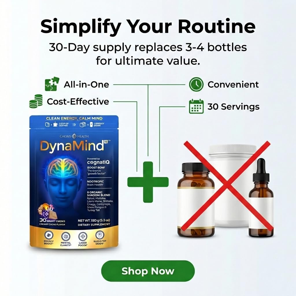 CHEWSHEALTH DynaMind iQ Brain Supplement for Memory and Focus Chewable 30 Count