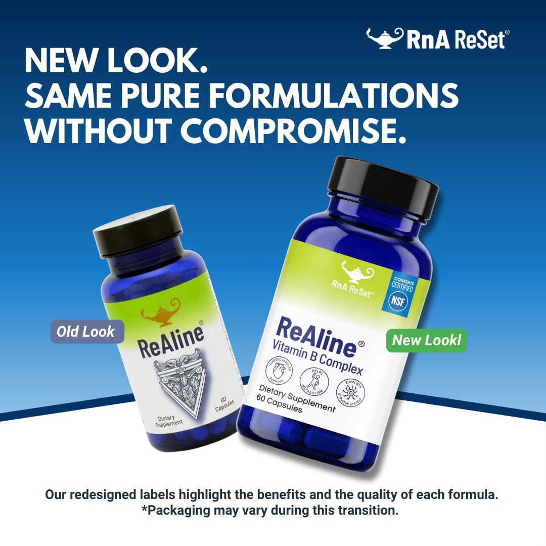 RnA ReSet ReAline Methylated B Complex with Taurine & Methionine, Active B Vitamins, Detox & Methylation Support, 60 Capsules