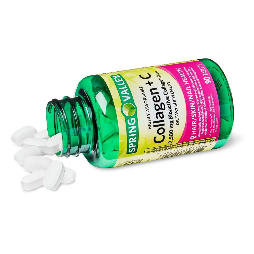 Spring Valley Highly Absorbable Collagen + VIT C Tablets 90 Count