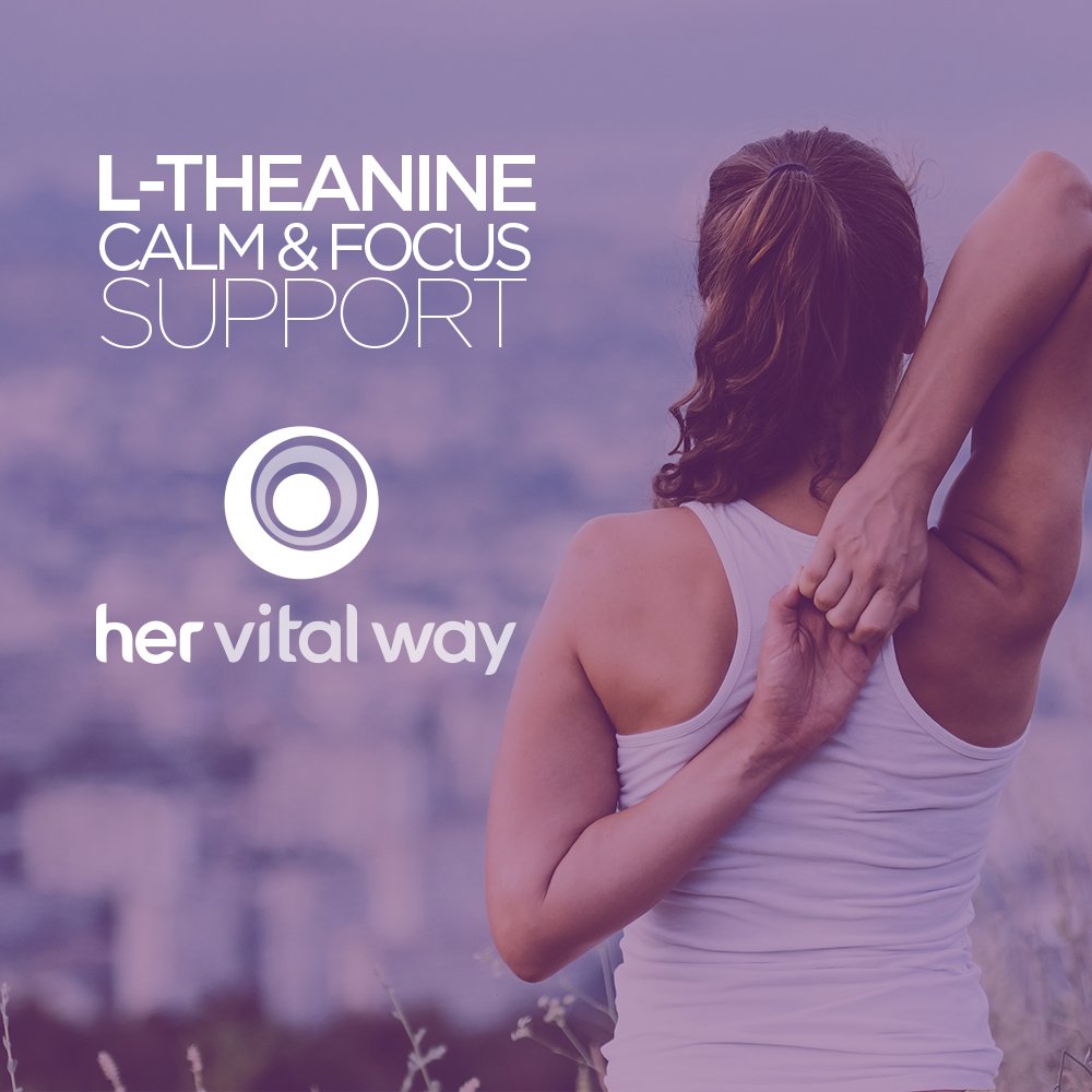 Her Vital Way L-Theanine Extra Strength 200mg Relax & Focus Support with AlphaWave Capsule, 90 Count