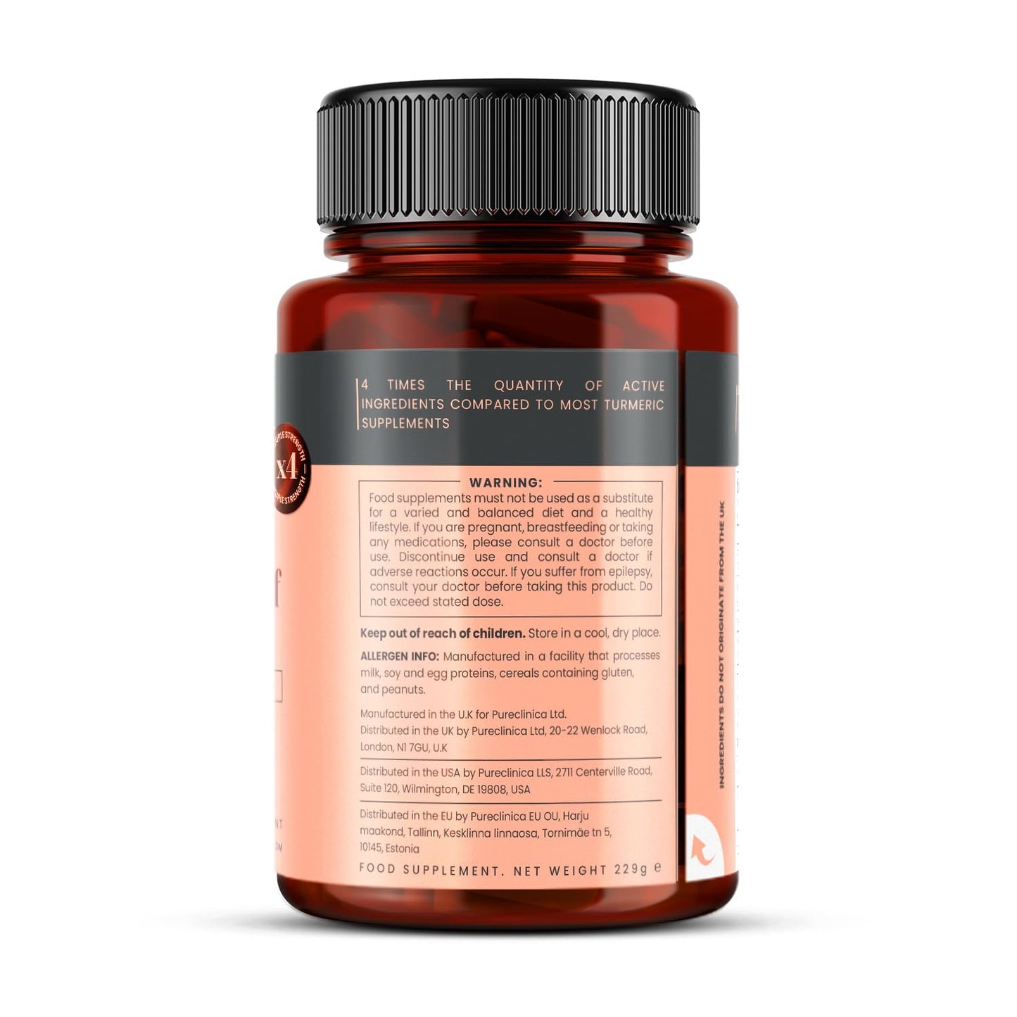 PureClinica 1100mg Turmeric and Curcumin Tablets, 180 Count