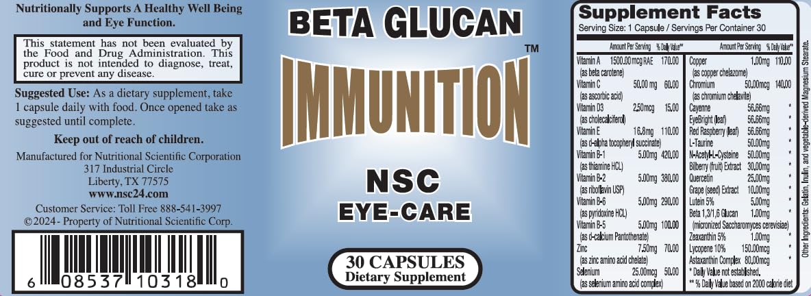 Nutritional Scientific Nsc-24 Beta Glucan Eye-Care Formula Capsule, 30 Capsules