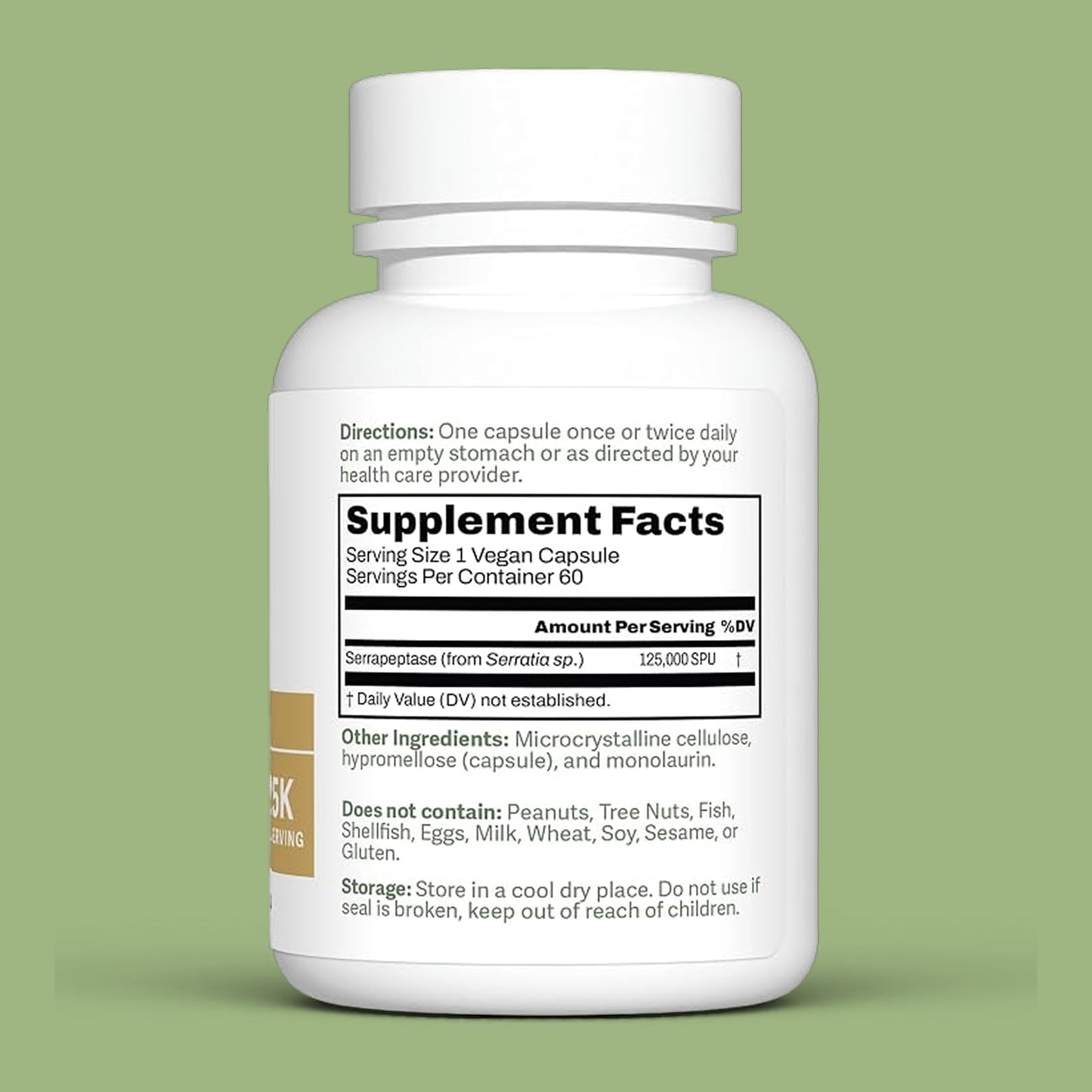 Dr. Murray Natural Products Ultra Clean 125,000 SPU Serrapeptase Clinical Strength - Proteolytic Enzyme - Acid-Resistant Vegan Capsules, 60 Count