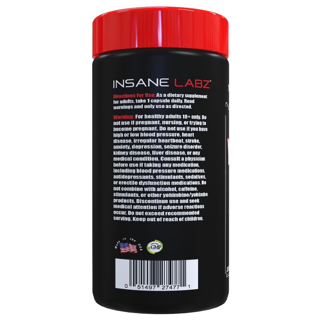 Insane Labz Yohimbine HCl 2.5mg Capsules, 120 Capsules