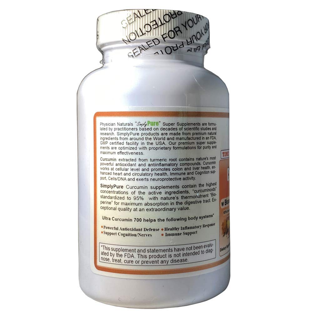Physician Naturals Ultra Curcumin C3 Time Release with Bioperine & Bromelain Capsules, 120