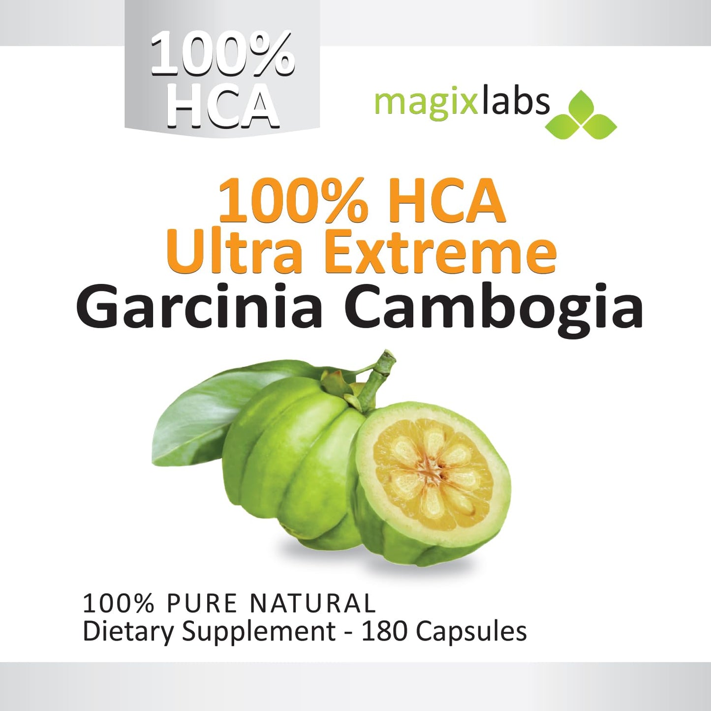 MagixLabs 100% HCA Ultra Extreme Garcinia Cambogia Extract Capsules, 180 Count