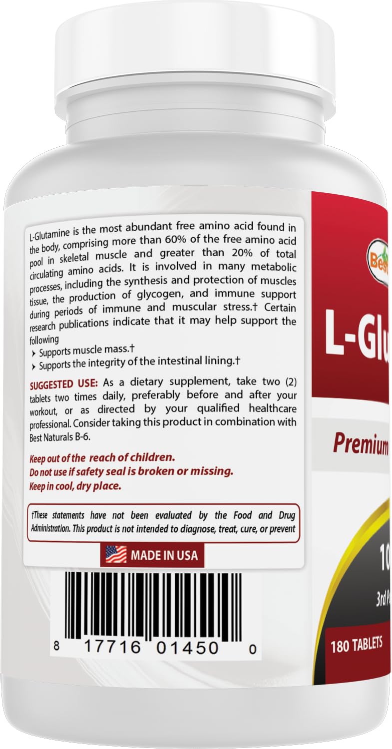 Best Naturals L-Glutamine 1000 mg Tablets 360 Count