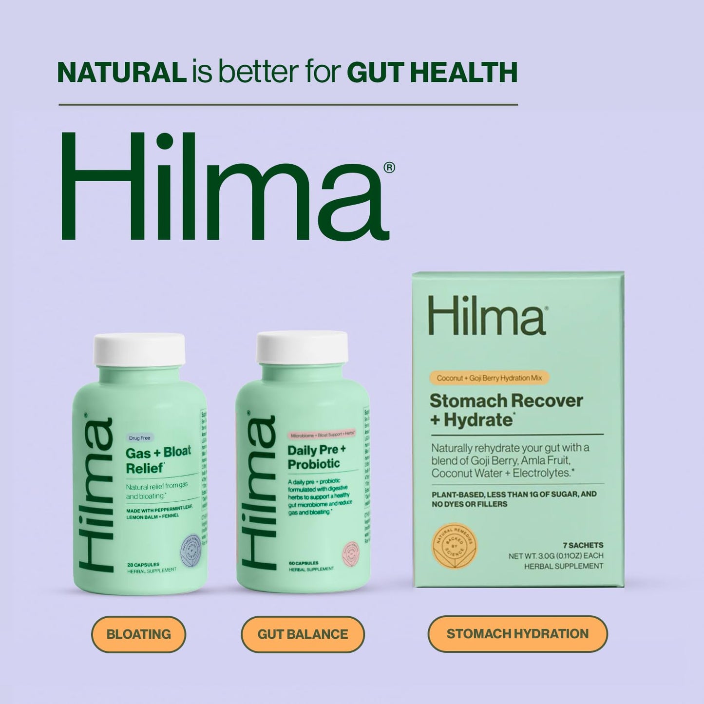 Hilma Pre and Probiotic with Herbs Capsules 60 Count