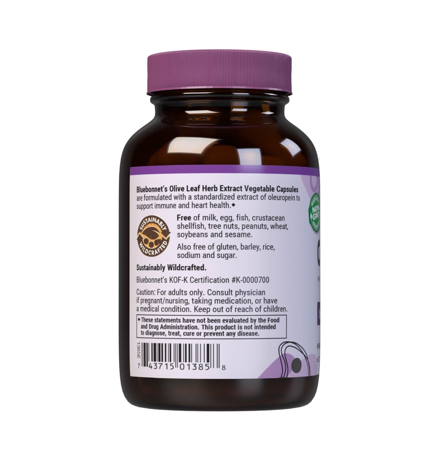 BlueBonnet Standardized Olive Leaf Herb Extract Capsules, 60 Count