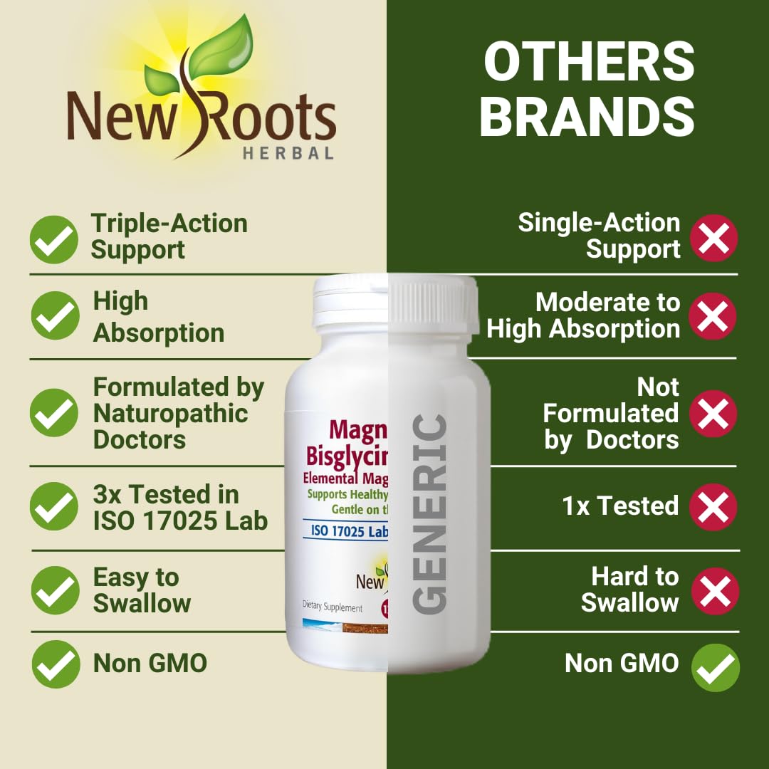 New Roots Herbal Magnesium Bisglycinate Plus 120 Capsules