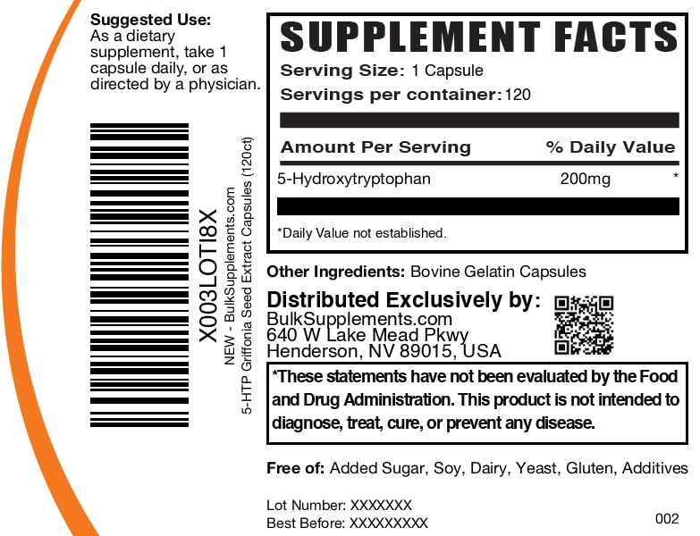 BulkSupplements 5-HTP Capsule 120 Count