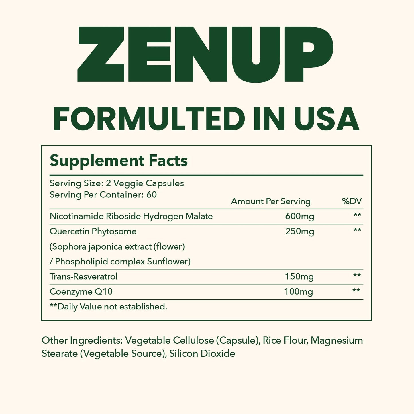 ZenUP NAD+ Supplement Capsule, 120 Capsules