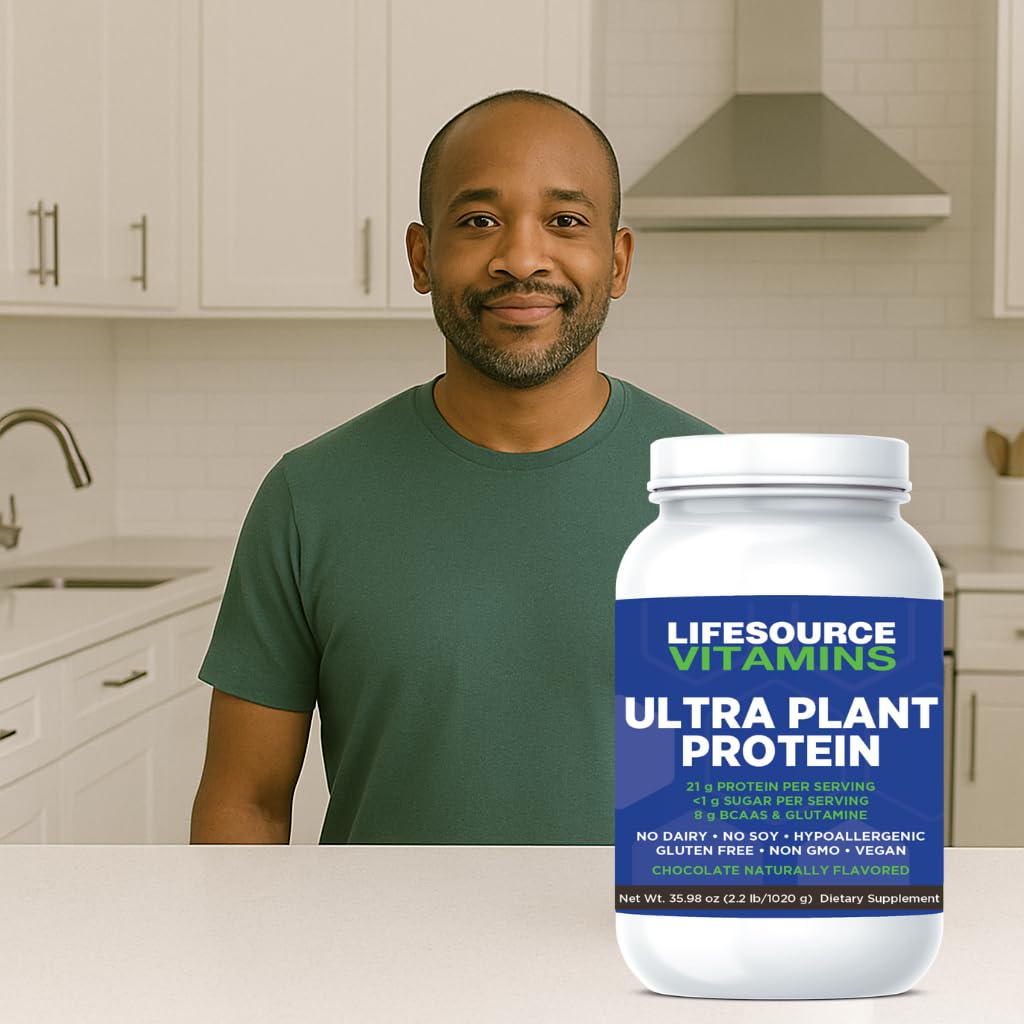 LifeSource Vitamins LifeSource Ultra Plant Protein Raw Vegan Plant Based Protein Chocolate Protein Powder, 2.25 lb