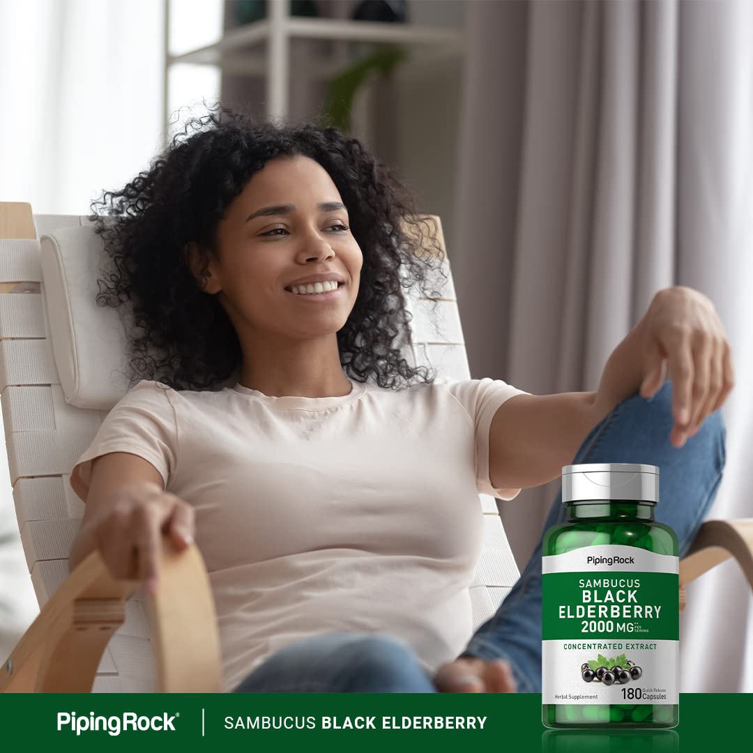 Piping Rock Black Elderberry Capsules 180 Count