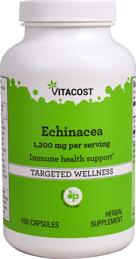 Vitacost Brand Echinacea 1200 mg per Serving Capsules, 180 Count