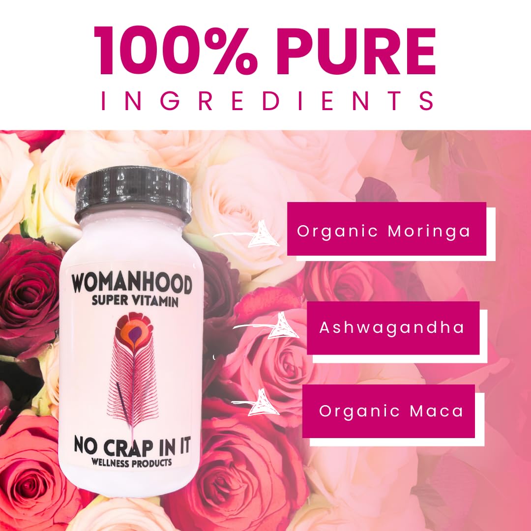 No Crap In It Vitality Balance Women's Support Vitamins for Hormone Balance with Organic Moringa, Organic Ashwagandha, and Organic Maca for Mood Enhancement and Sustained Energy, 30 Capsules